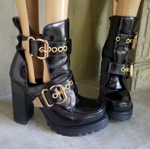 jeffrey campbell craven buckle strap bootie